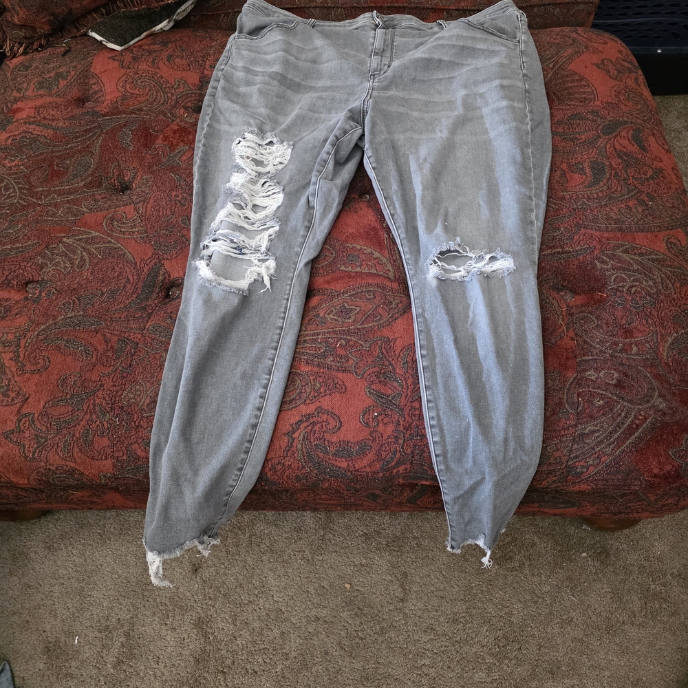 Distressed Gray Women Jeans